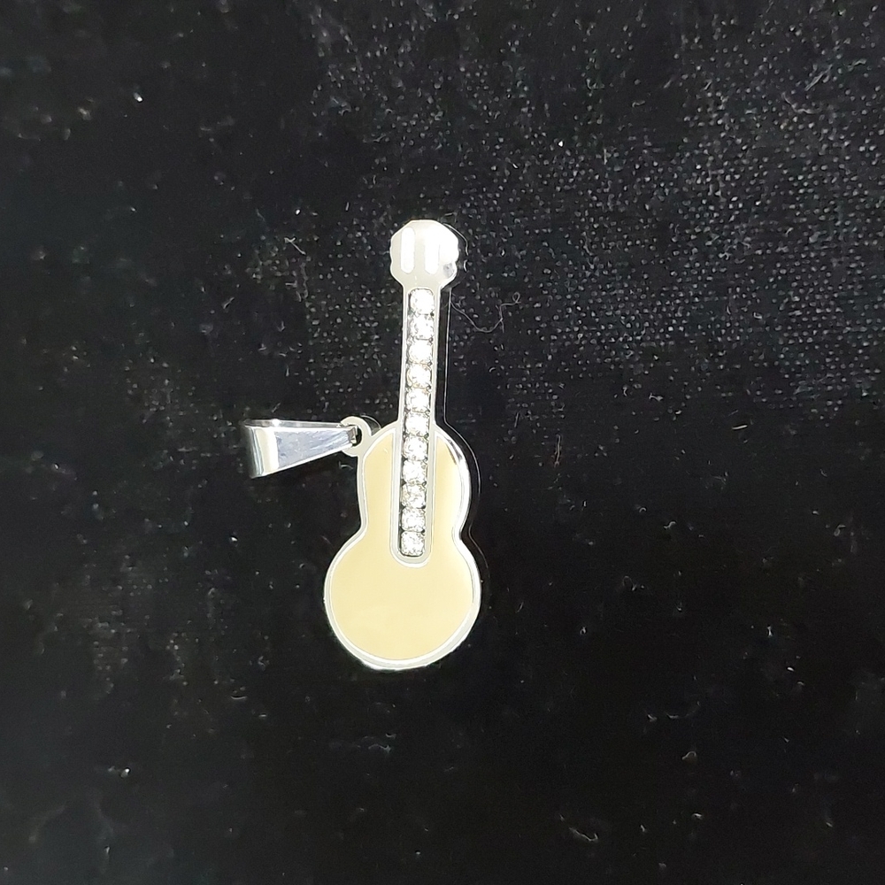 Stainless Steel Guitar Pendant 38mm